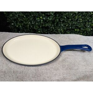 Rachael Ray Blue‎ Enameled Cast Iron Oval Griddle Pan Skillet Helper Handle